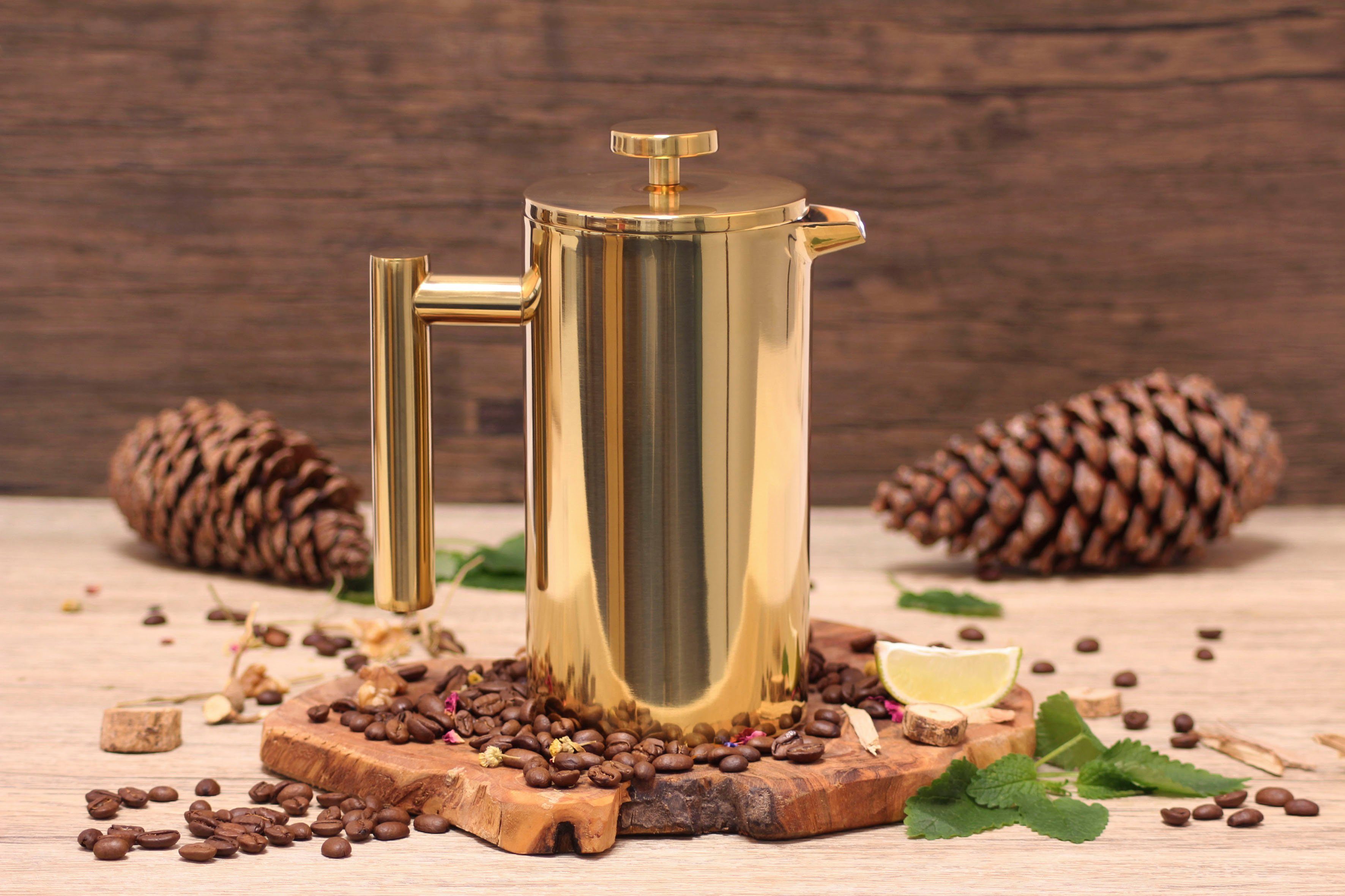 ECHTWERK French Press Kanne ., 0,8l Kaffeekanne, Kaffeebereiter mit Pressfilter, doppelwandiger Edelstahl, isoliert