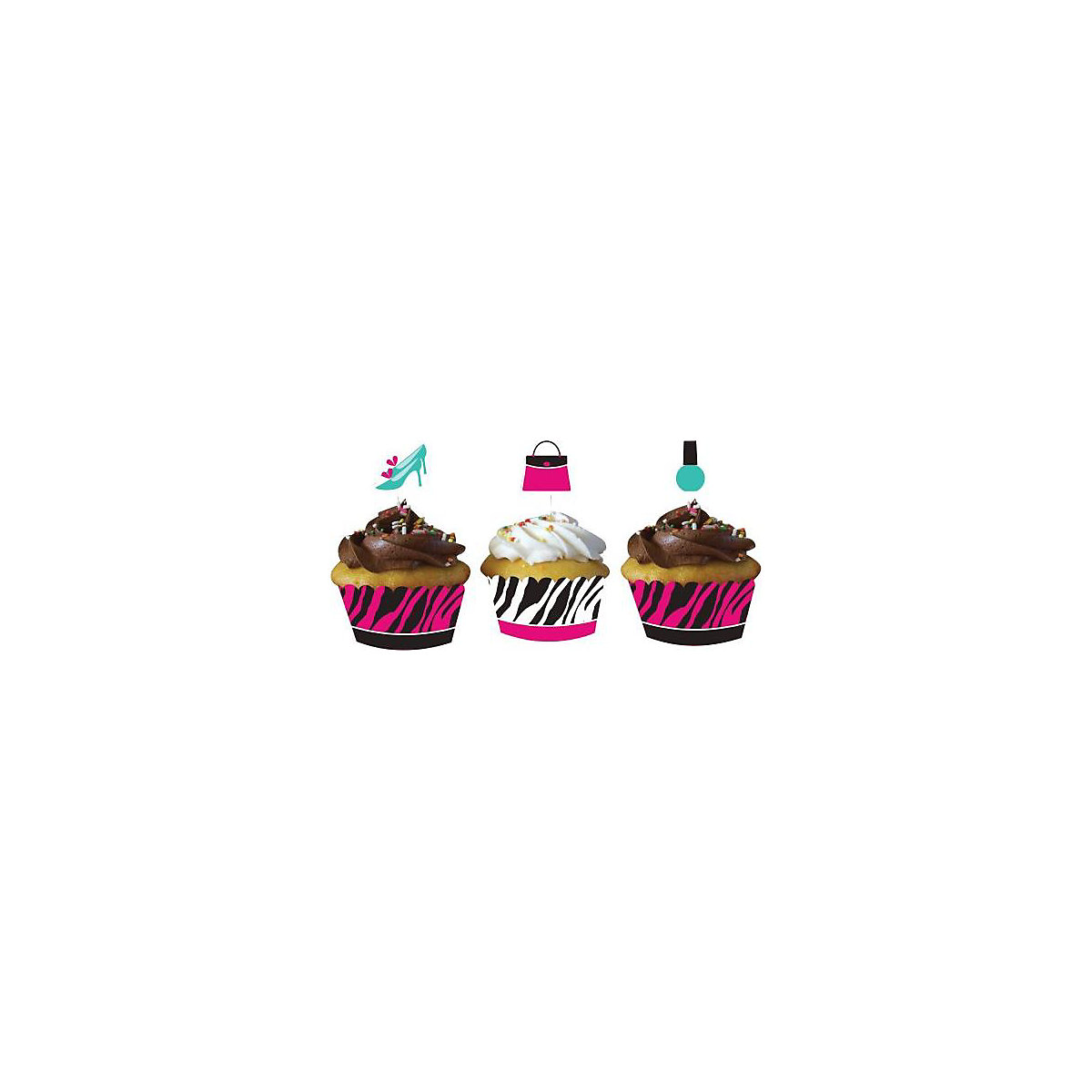 Muffinset Banderolen & Picker Pink Zebra Boutique, 24-tlg.