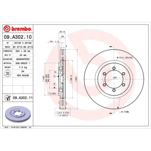 Bremsscheibe Brembo Vorderachse  2 Stück 09.A302.11 - ATU