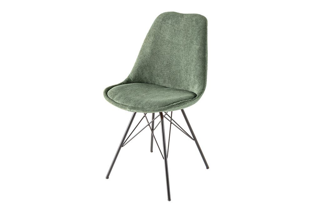 riess-ambiente Polsterstuhl SCANDINAVIA MEISTERSTÜCK grün / schwarz (Einzelartikel, 1 St), Esszimmer · Cord · Metall · Wohnzimmer · Retro Design