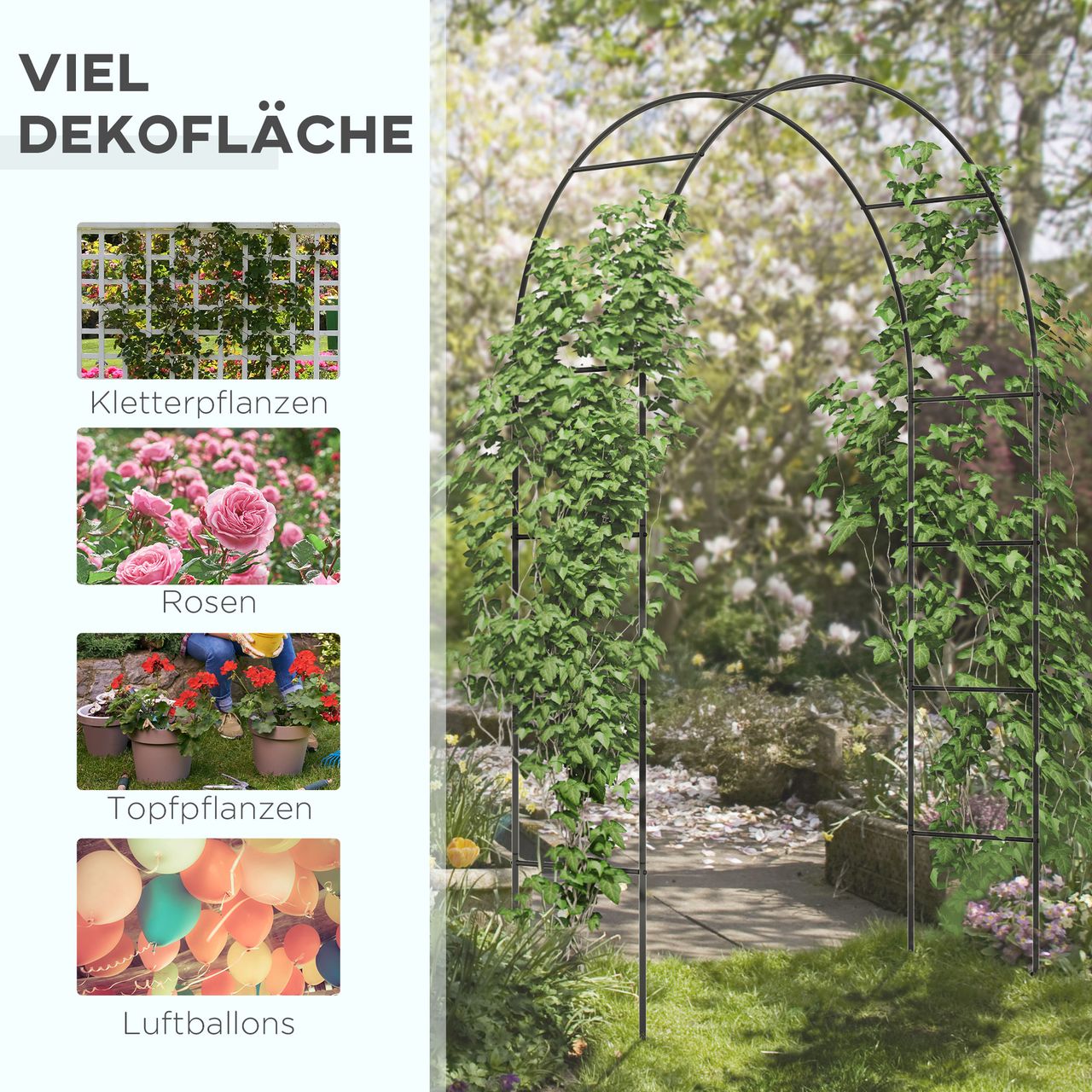 Outsunny Rosenbogen, Torbogen, Gartenbogen für Kletterpflanzen