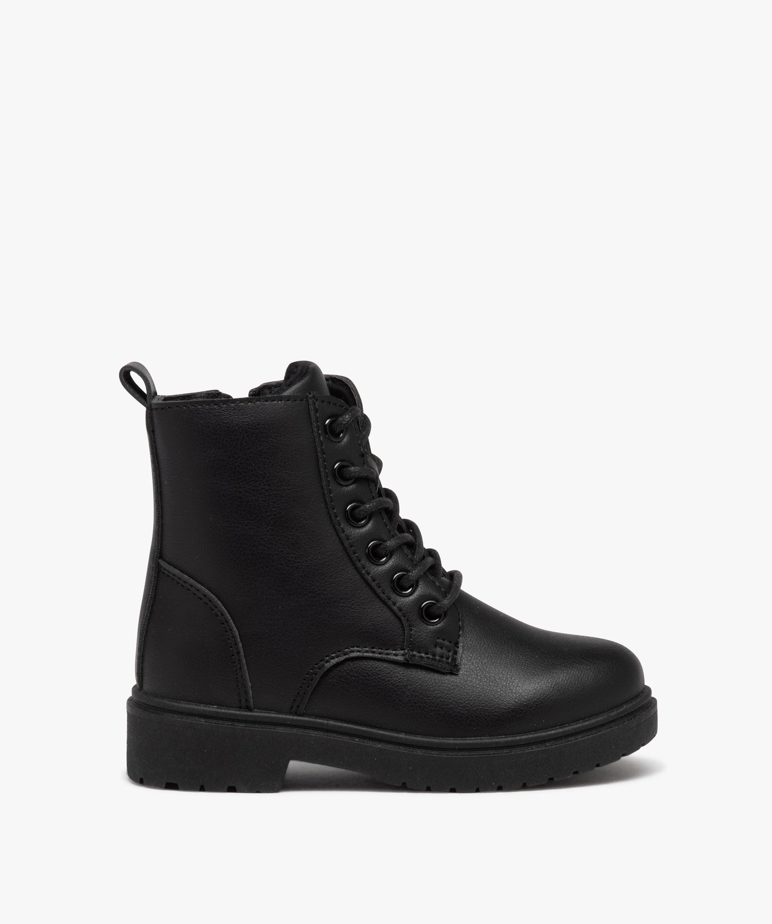 Boots à lacets et semelle crantée style rangers fille noir | GEMO