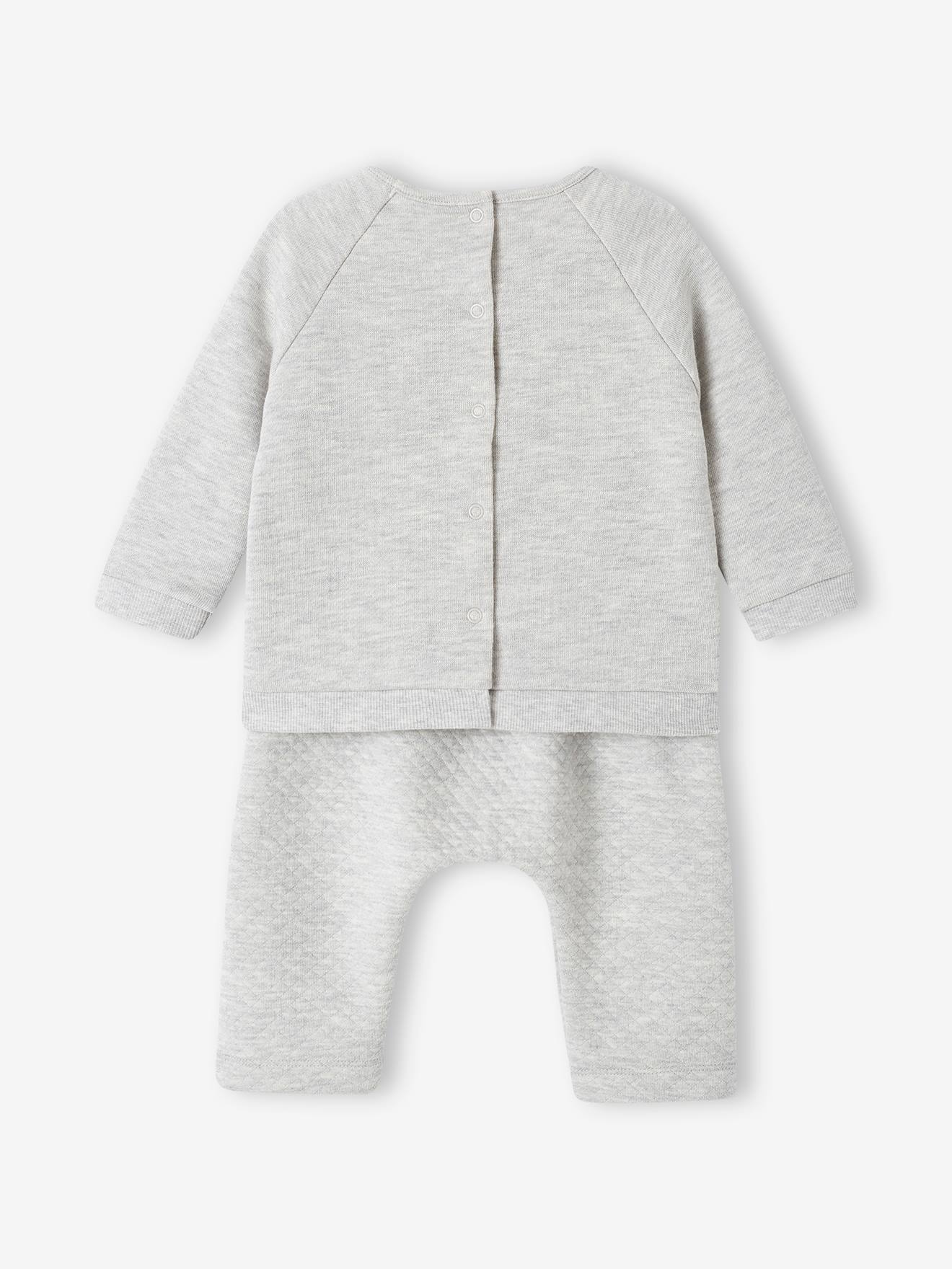 Vertbaudet Baby-Set: Sweatshirt & Hose - grau meliert