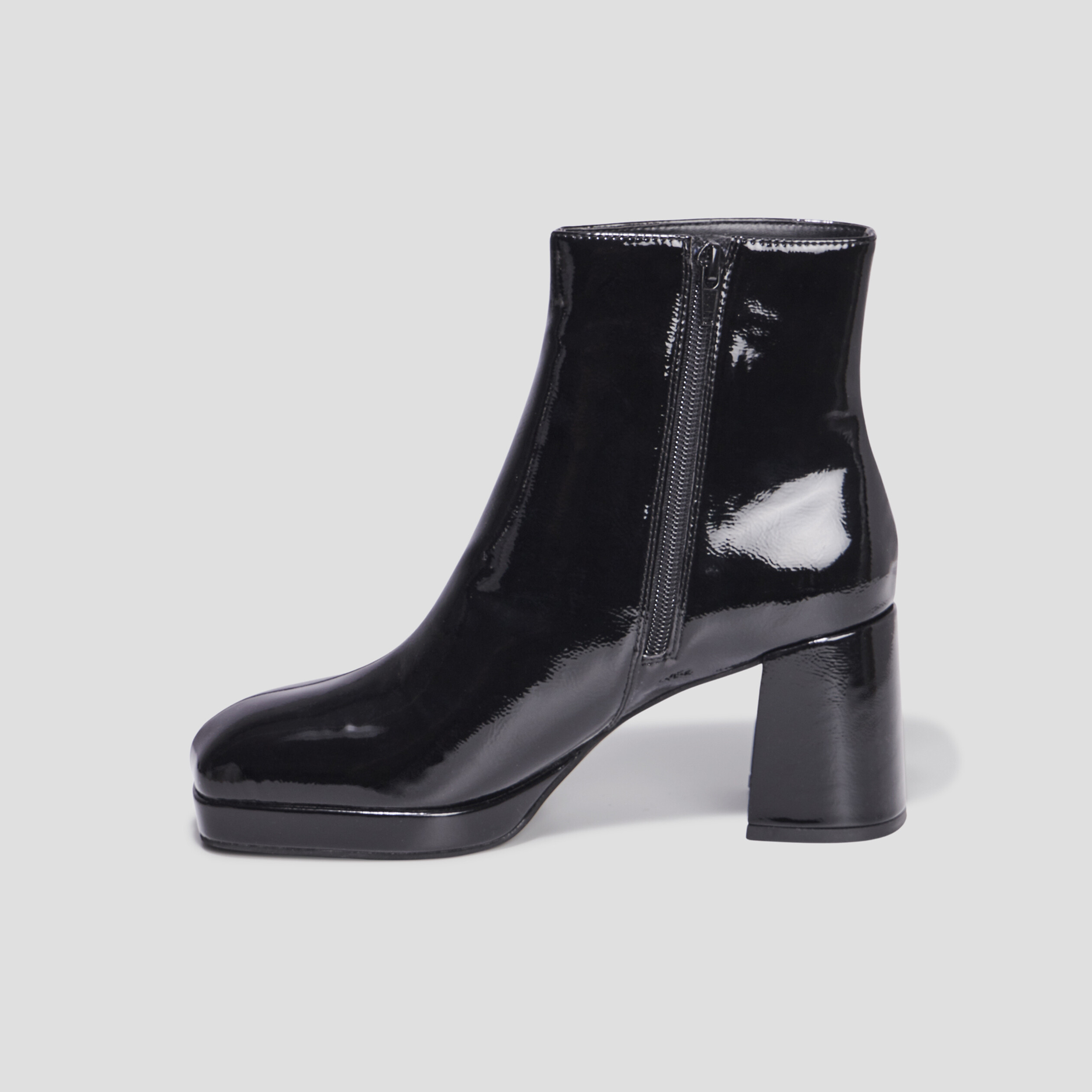 Bottines plateformes vernies à talons noir femme | La Halle