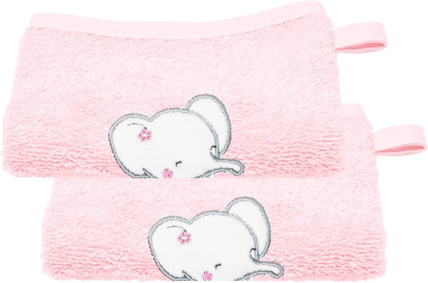 Lashuma Waschhandschuh (2-tlg), rosa Waschlappen für Mädchen 15x21 cm