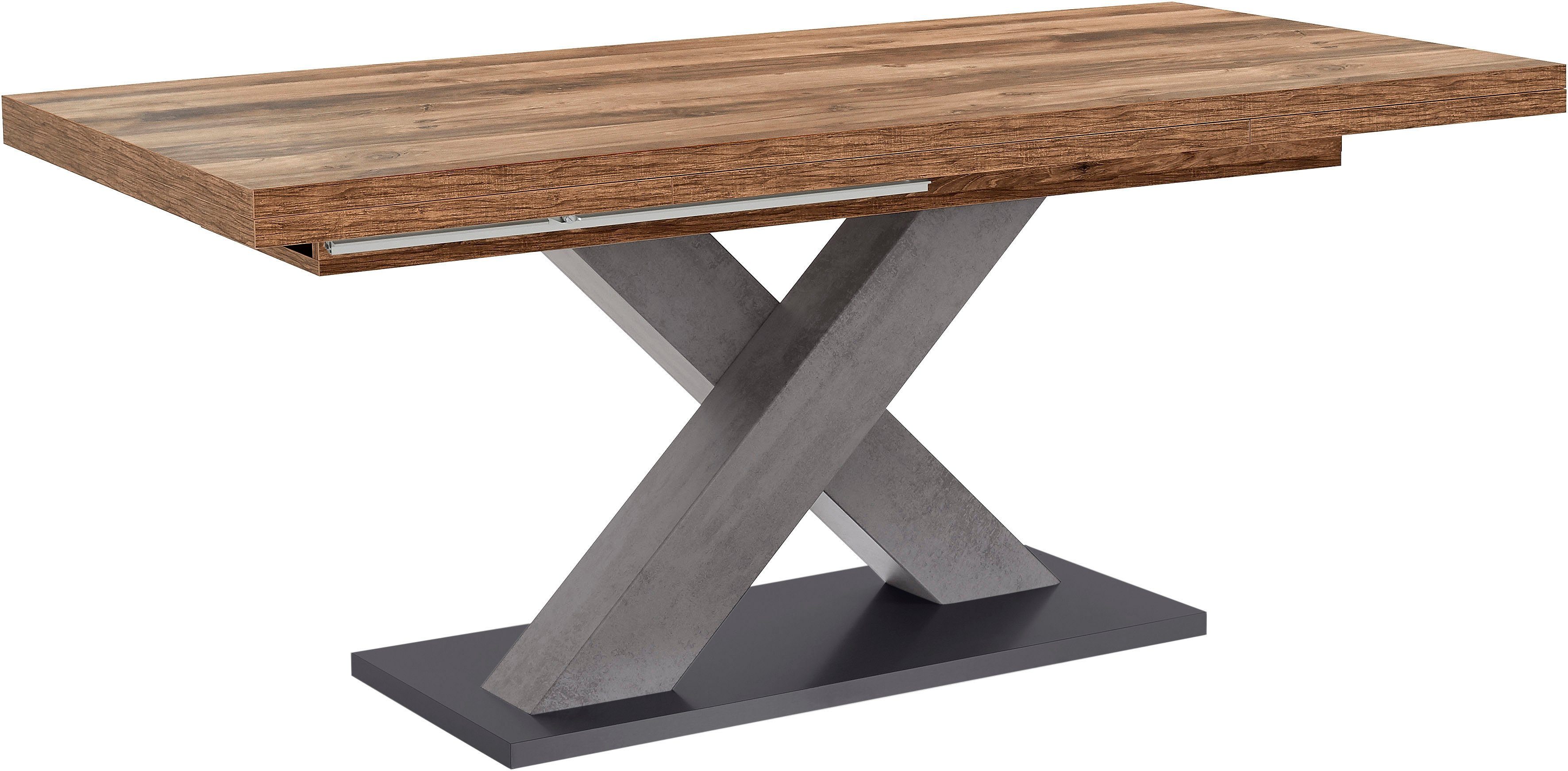 Mäusbacher Esstisch Komfort C, mit X-Gestell in graphit und mit Auszugsfunktion, Breite 180-280 cm