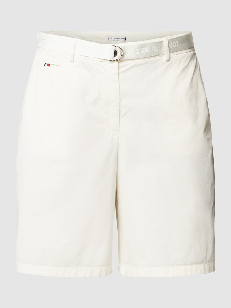 PLUS SIZE Shorts mit Label-Details Modell 'Twill' in ecru