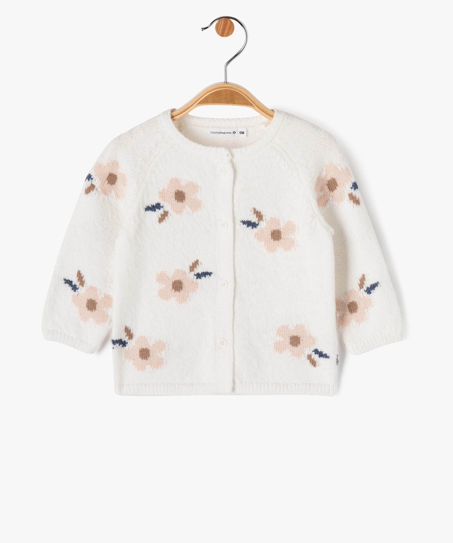 Gilet en maille douce et fleurie bébé fille - LuluCastagnette ecru | GEMO