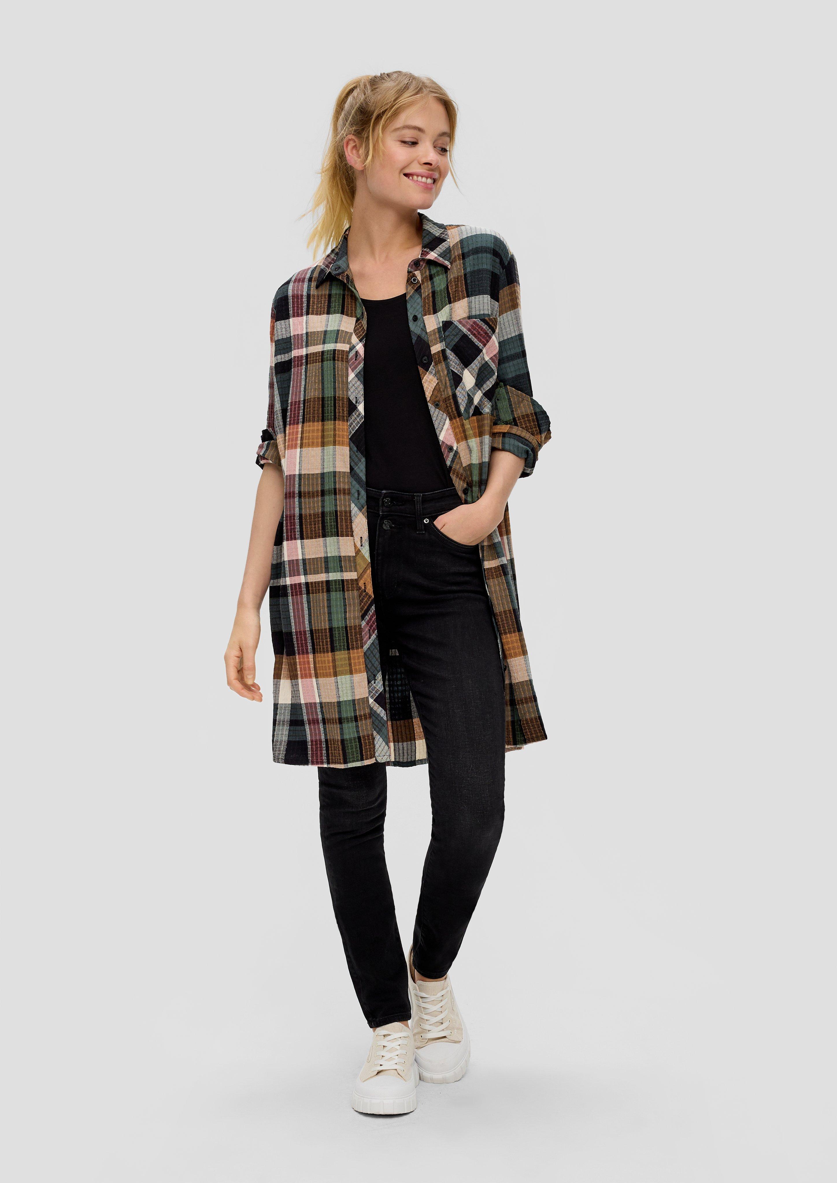 Longbluse in Seersucker-Qualität  2135801-99N5