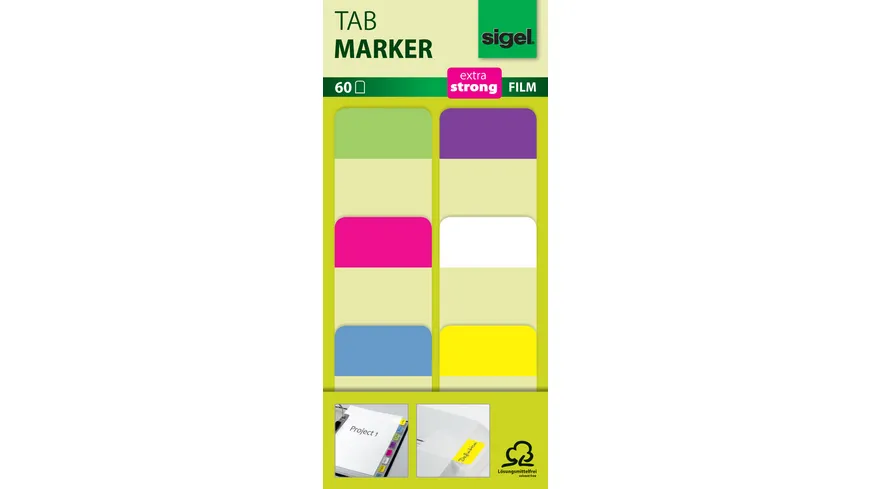 sigel Tabmarker extra stark Neon-Vollfarben 60Blatt
