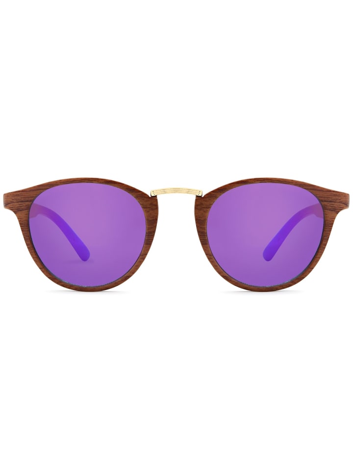 styleBREAKER Sonnenbrille in Braun-Gold / Lila verspiegelt günstig kaufen onesize