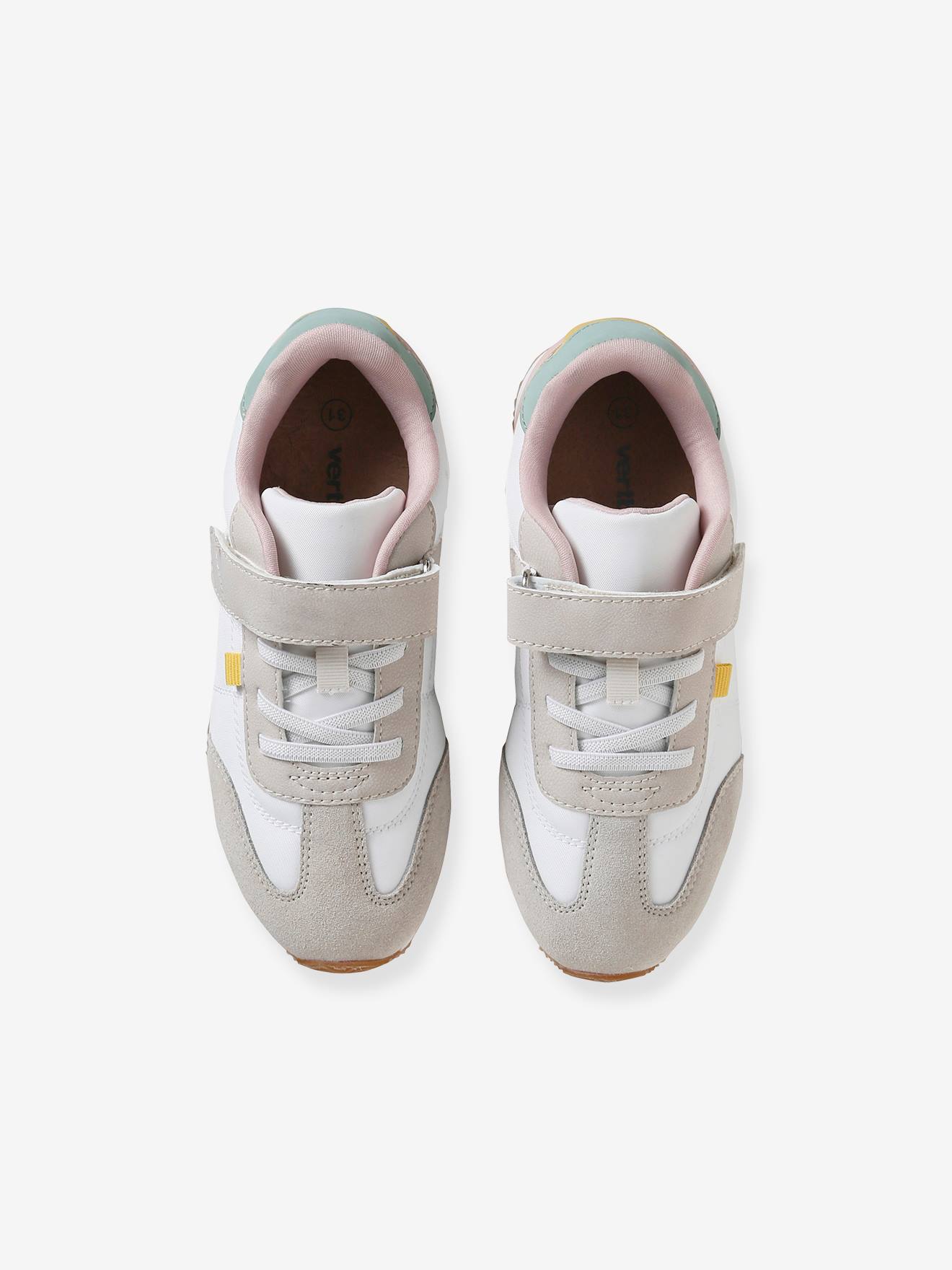Vertbaudet Kinder Klett-Sneakers mit Schnürung - wollweiß