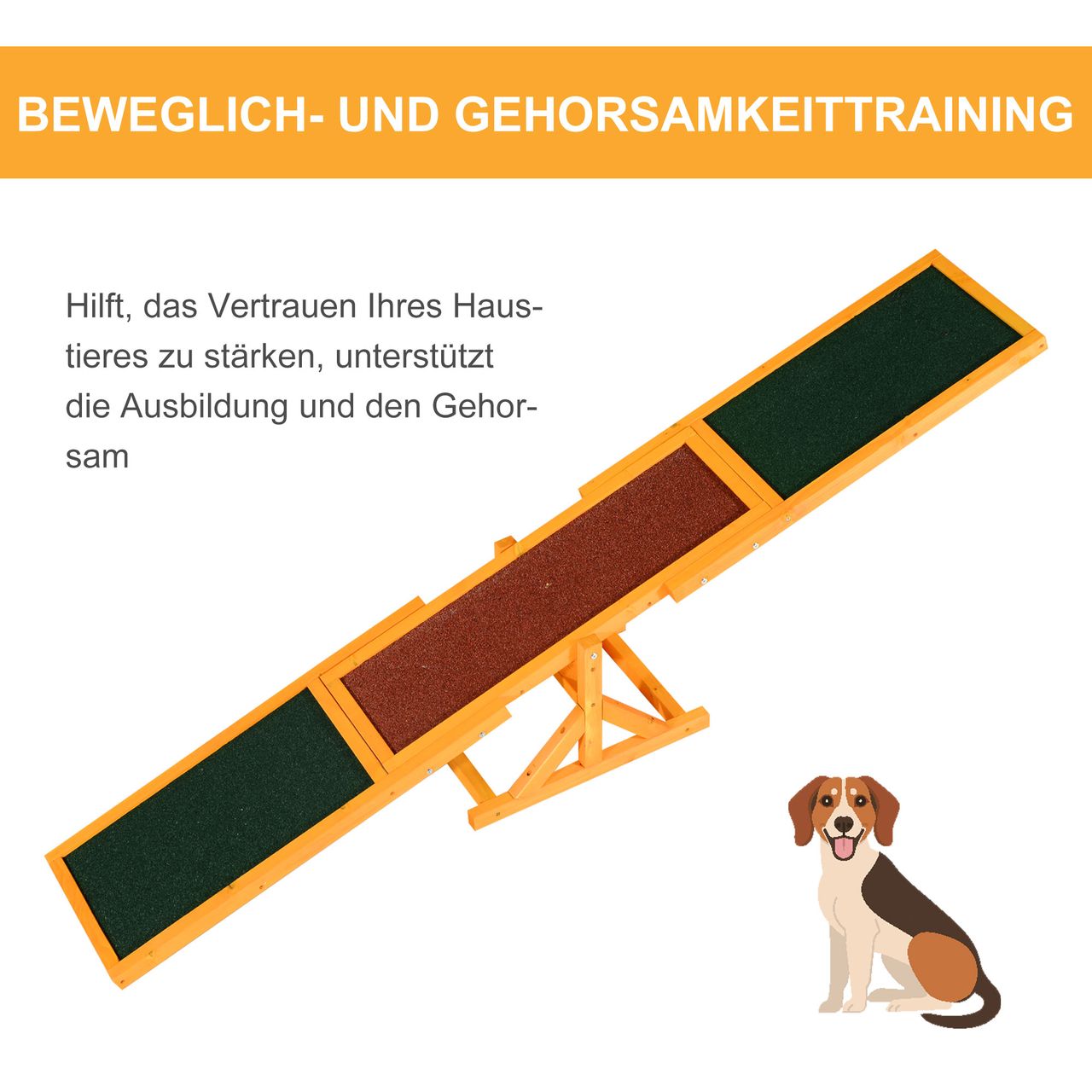 PawHut Hundewippe Hunde Agility Wippe Welpenspielzeug Hundesport 180 x 30 x 30 cm