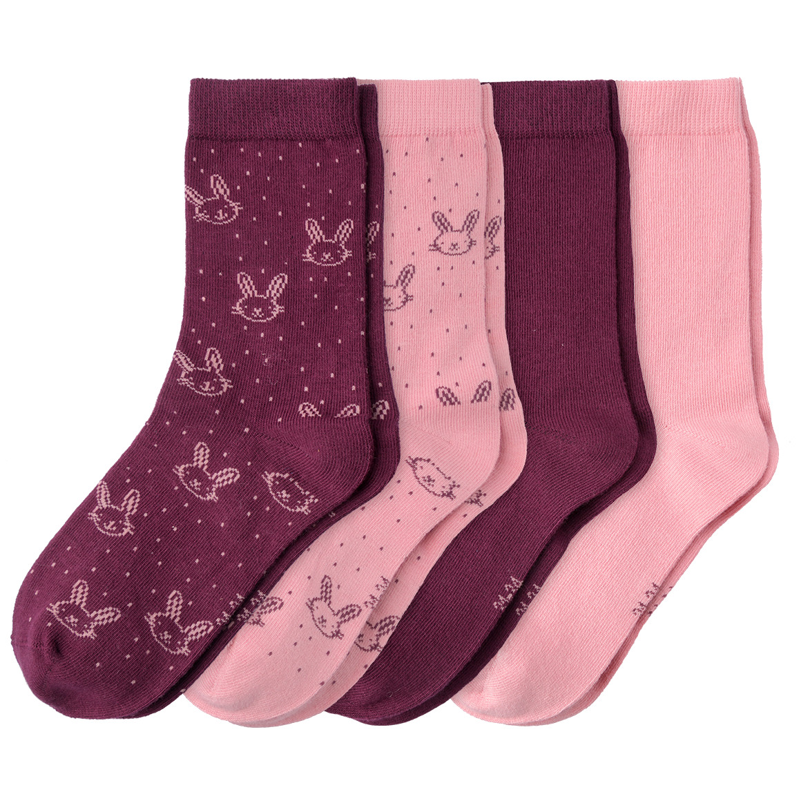 4 Paar Mädchen Socken mit Hasen-Motiv
