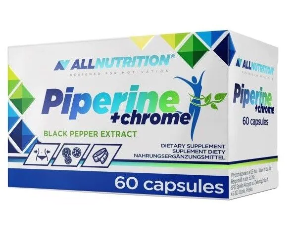 „Allnutrition“ piperinas + chromas, maisto papildas, padedantis mesti svorį, kapsulės