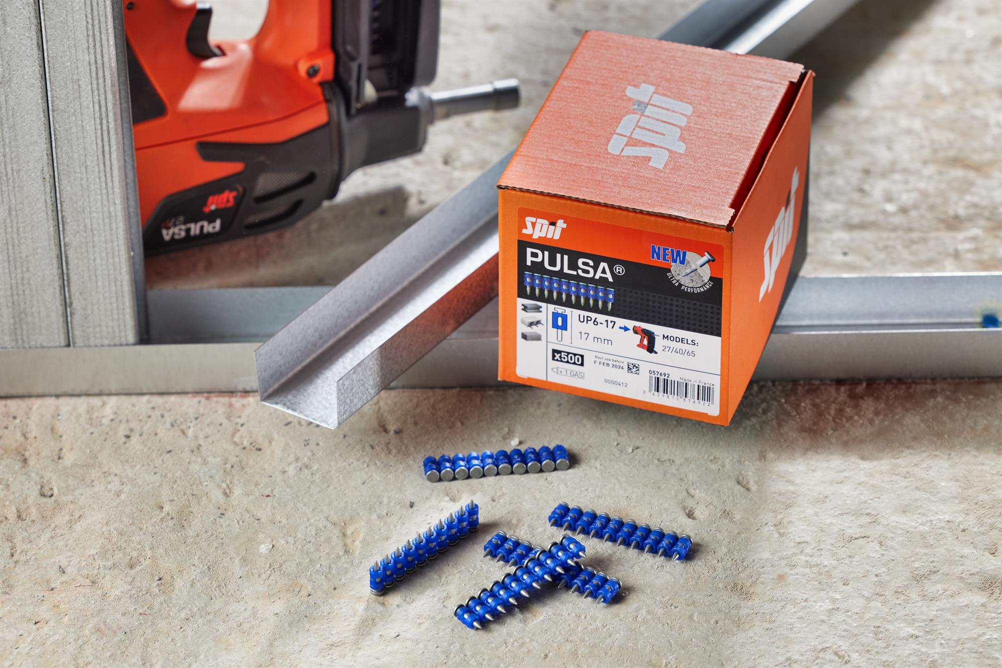 Clou à sertir Spit Fastener 057693 6/22 mm avec gaz pour béton très dur SPIT PULSA-27, 40 et 65 500 pièces