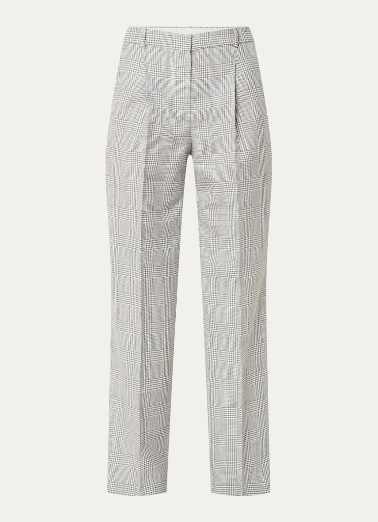 HUGO BOSS Tanity high waist regular fit virgin wool trousers with check pattern