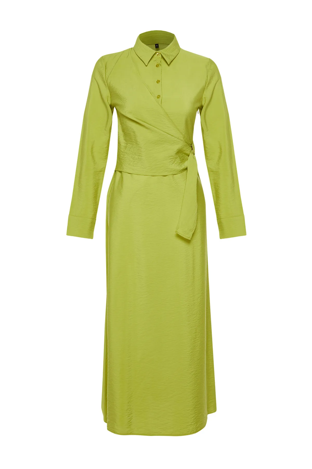 Trendyol Modest  Grünes, gewebtes Kleid mit Hemdkragen und Taillenband und detailliertem Ausschnitt TCTSS24EB00159
