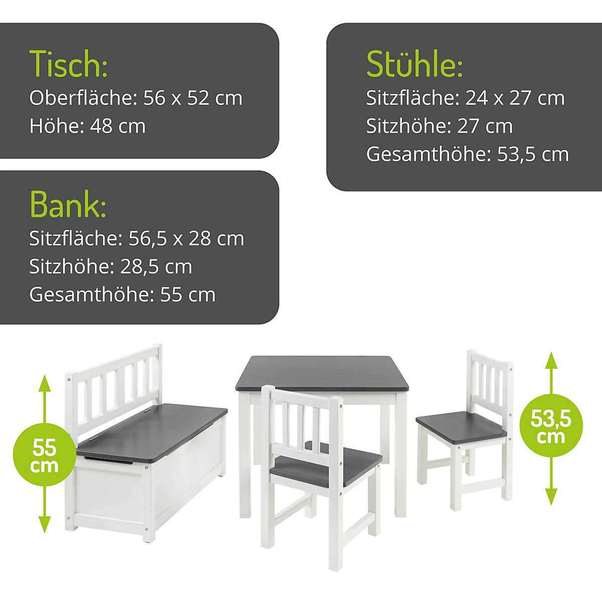 Kindersitzgruppe Anna Grau/Weiß