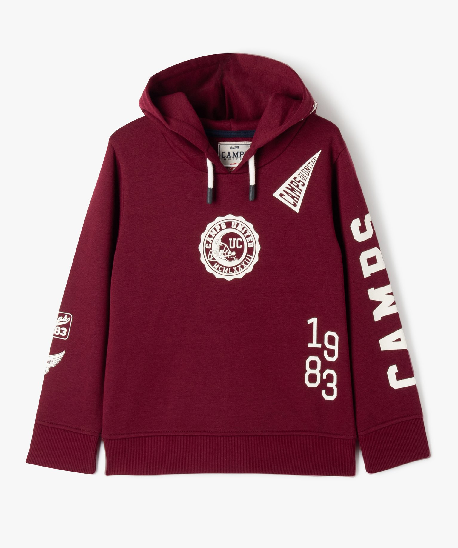 Sweat à capuche en molleton imprimé Garçon - Camps United rouge fonce | GEMO
