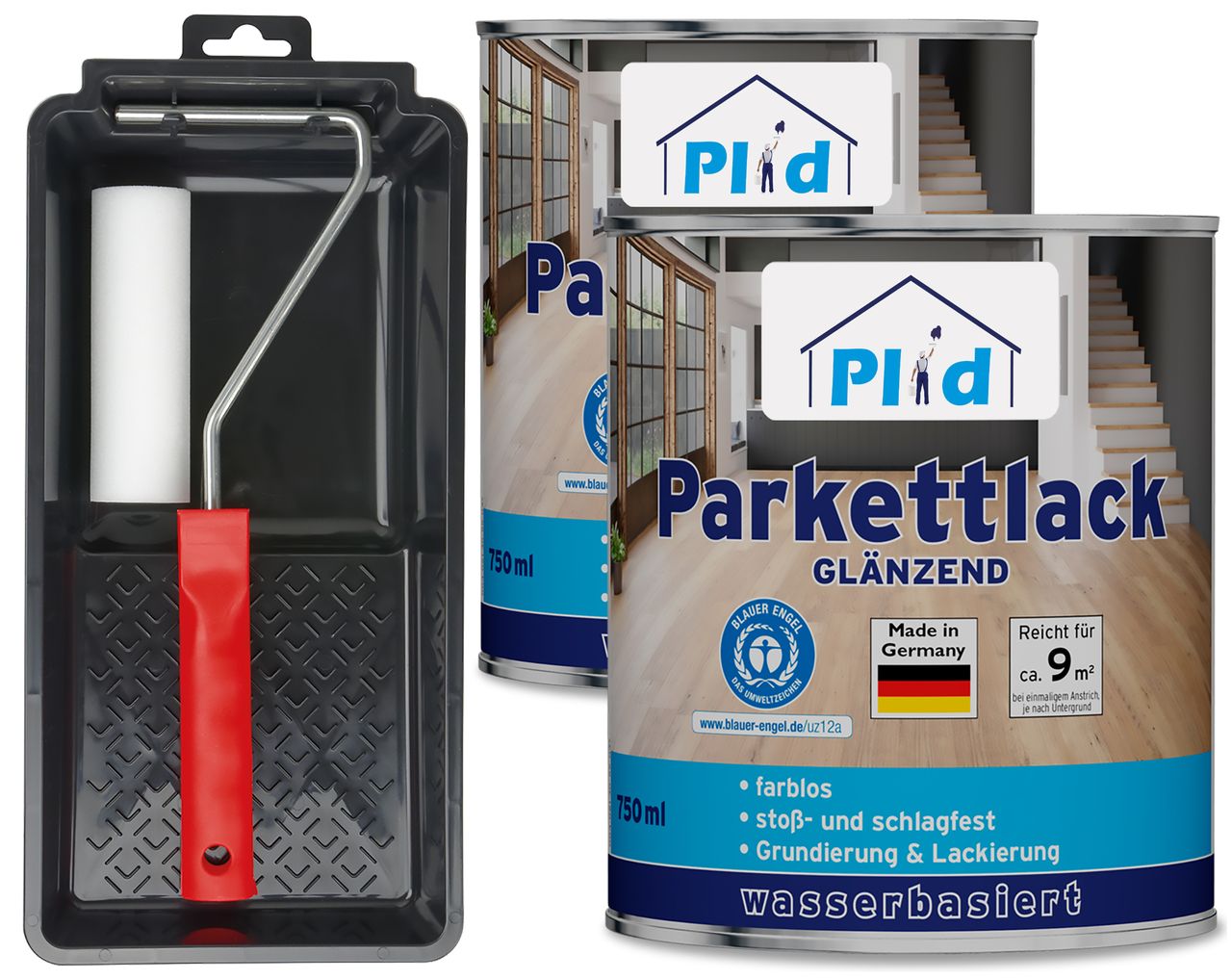 Plid Premium Parkettlack Parkettsiegel Klarlack Farblos Set Farblos - Glänzend