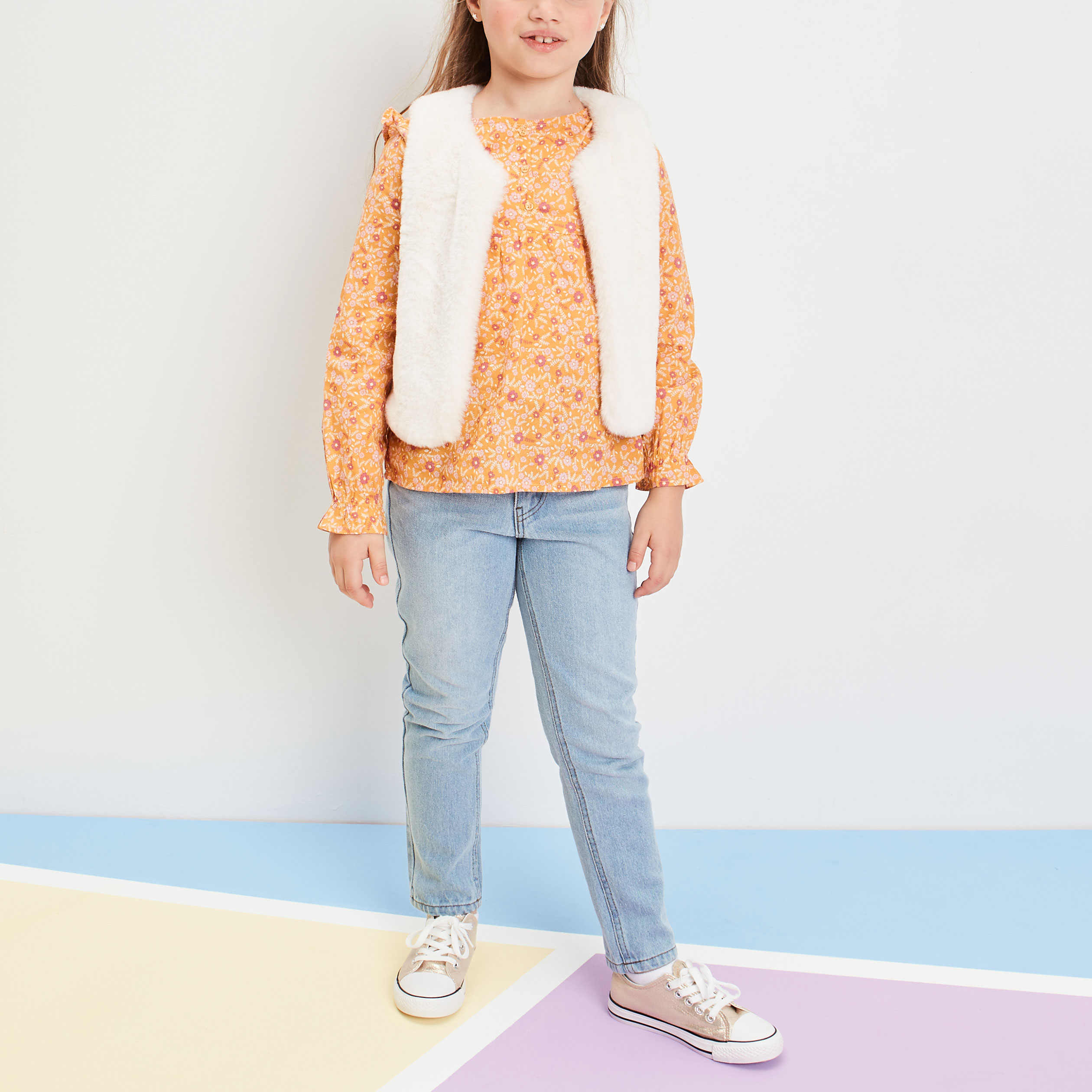 Jeans mom taille haute Creeks denim triple stone fille | La Halle