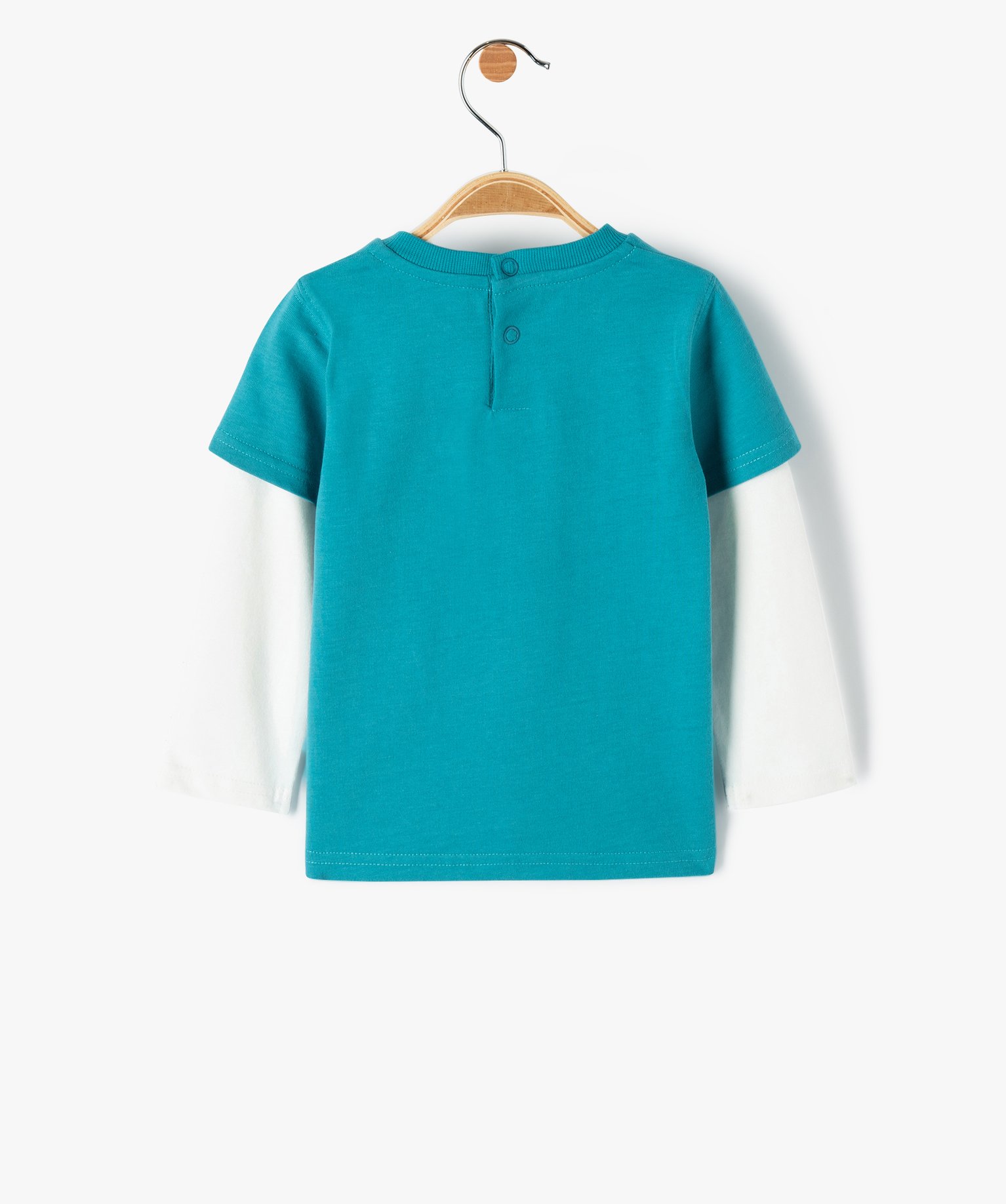 Tee-shirt bébé Garçon à manches longues effet 2-en-1 bleu | GEMO