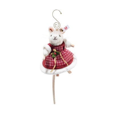 Mrs Santa Maus Ornament, 11 cm, weiß
