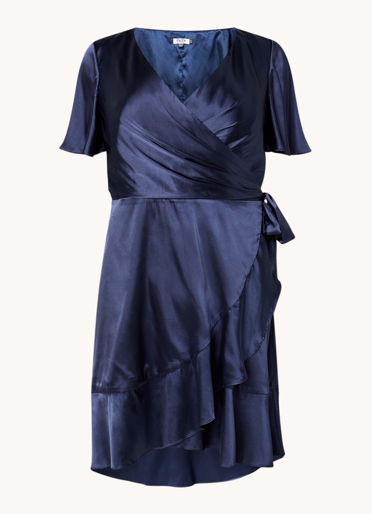 Chi Chi London Mini wrap dress with tie belt and ruffle