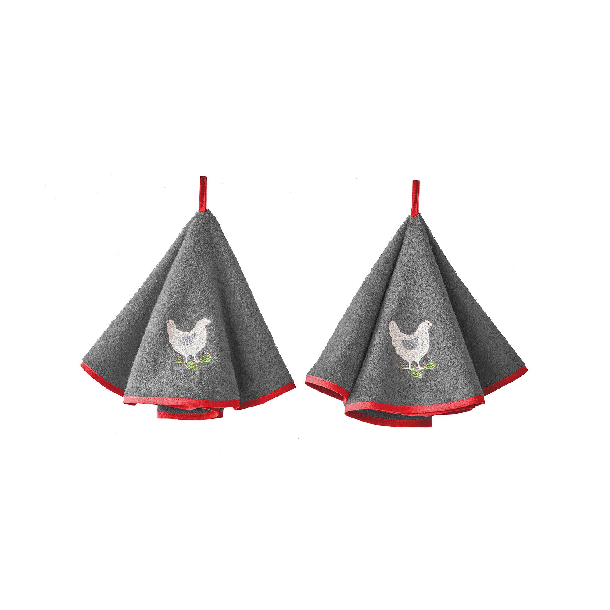 Torchons rond éponge brodée poule