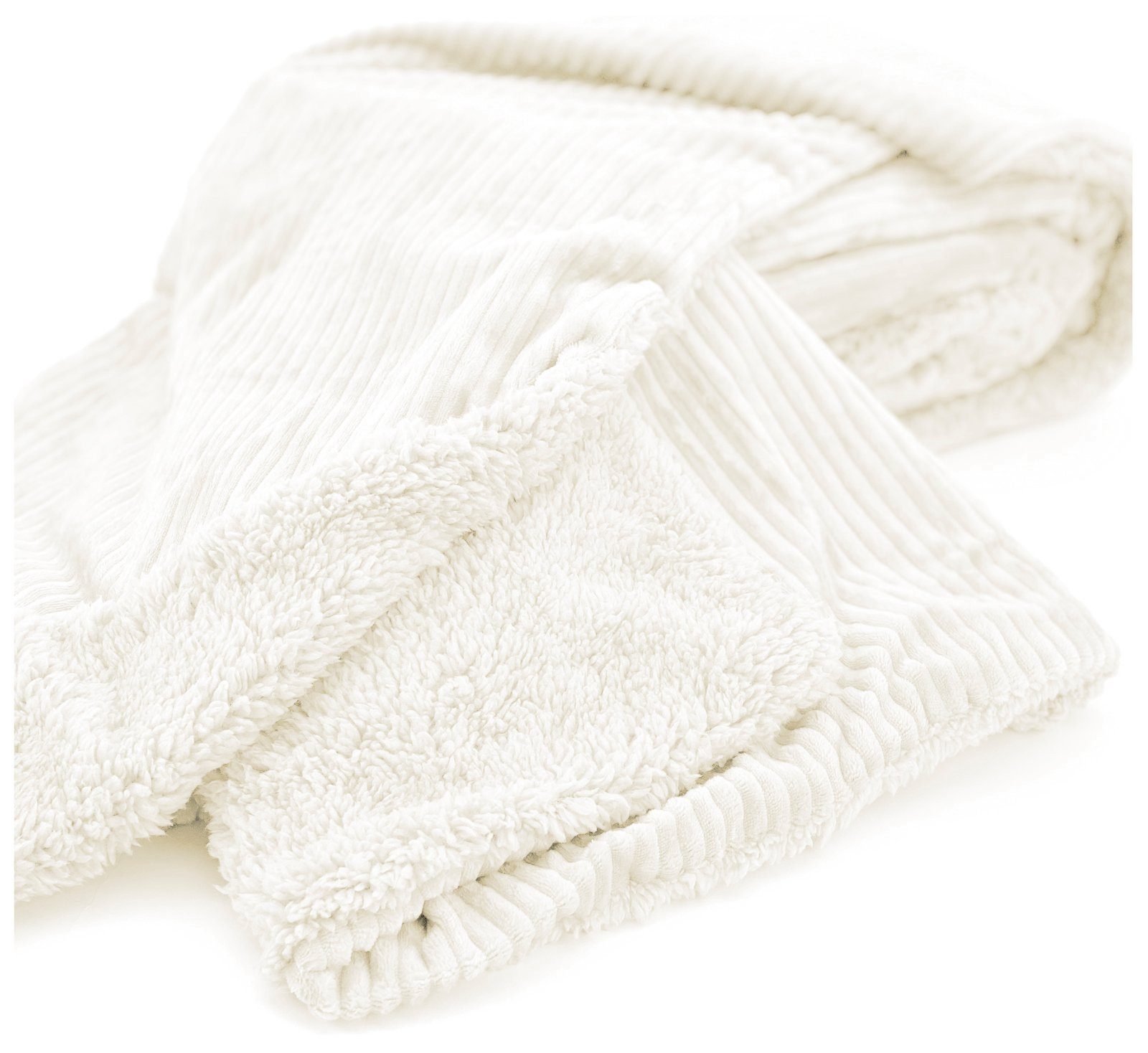Wohndecke Flauschige Cord Kuscheldecke Sherpa Fell Sofadecke, heimtexland, 150x200 I extra dick I warm I kuschelig weich I fusselfrei