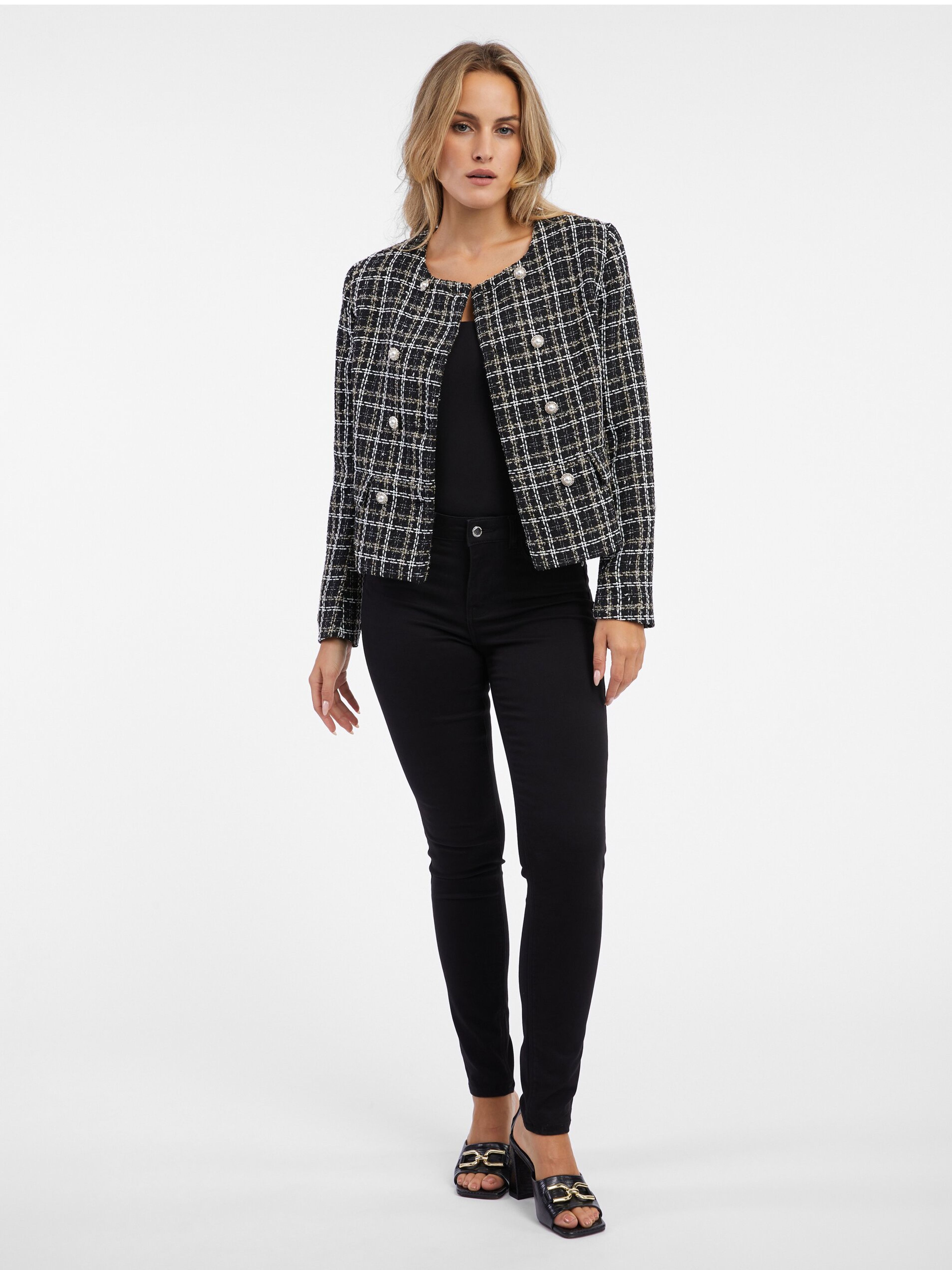 Schwarze gemusterte Damenjacke ORSAY