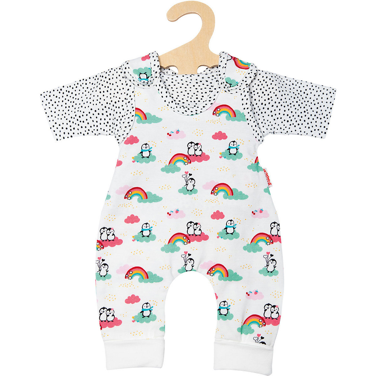 Puppen-Strampler mit T-Shirt Pinguin Pünktchen, Gr. 28-35 cm