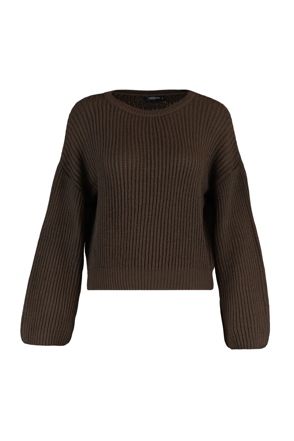 Trendyol Collection  Brauner kurzer Strickpullover mit spanischen Ärmeln TWOAW20KZ0743