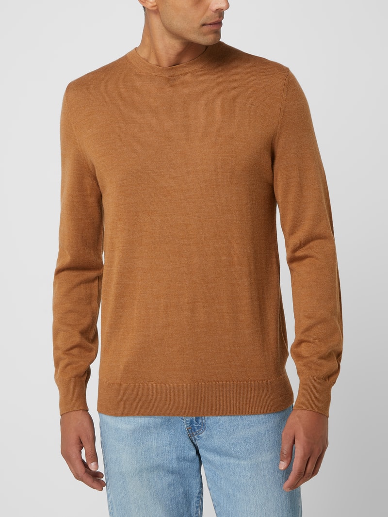 Pullover aus Merinowollmischung in cognac meliert
