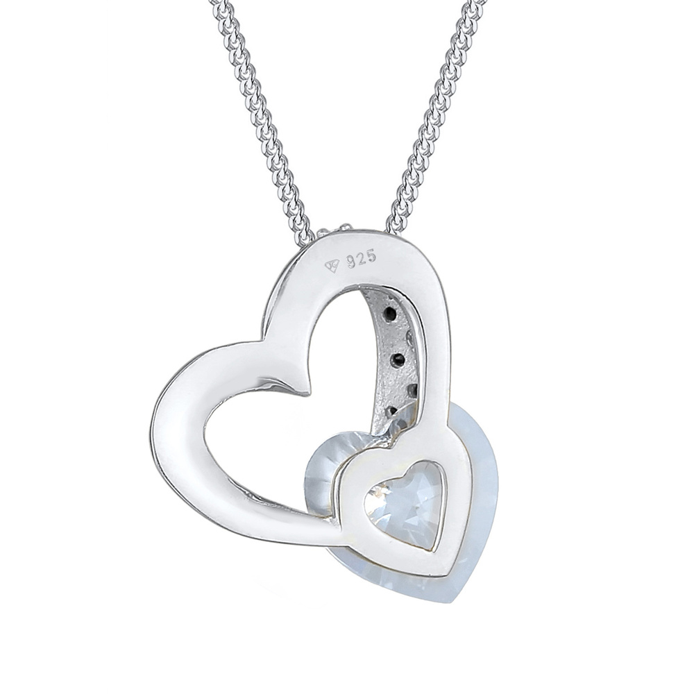 Elli Elli Collier Femme Coeur Glamoureux avec Cristal  en Argent Sterling 925 collier