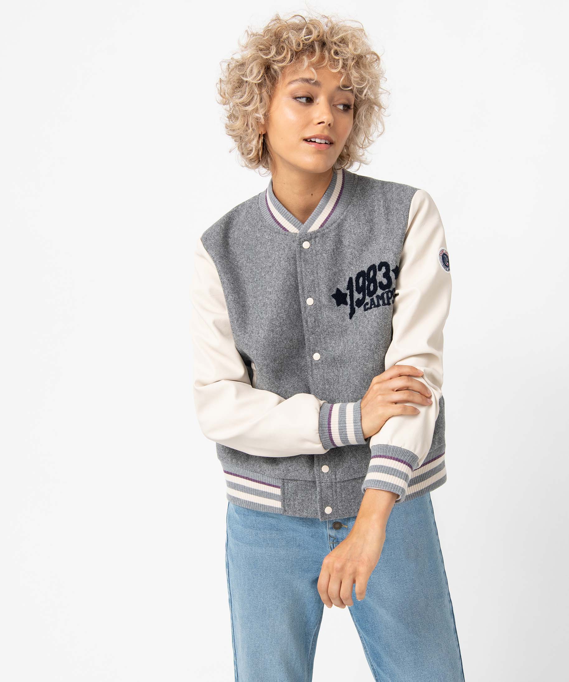 Blouson bomber femme bi-matières — Camps United bleu fonce | GEMO