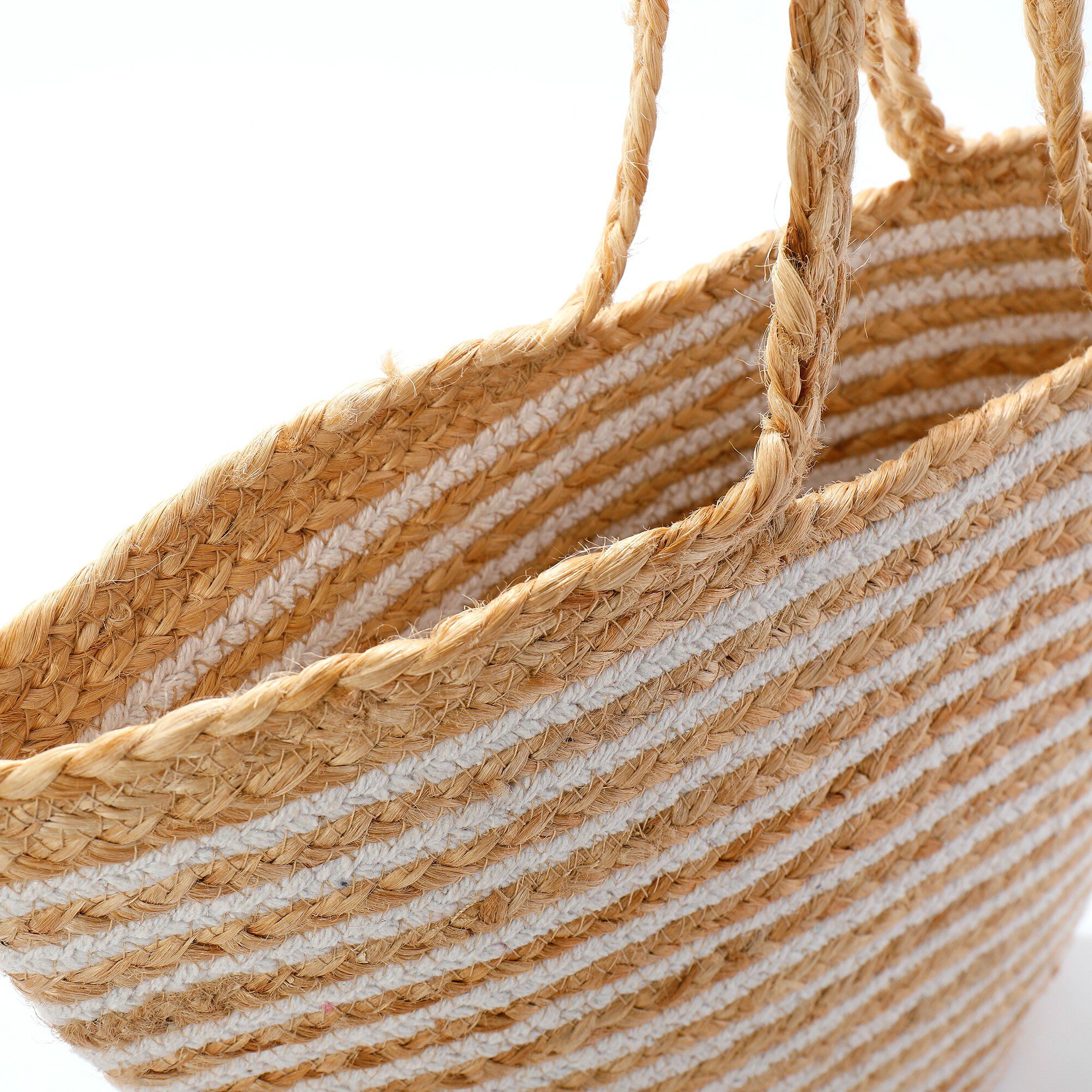 Sac shopper rayé jute et coton