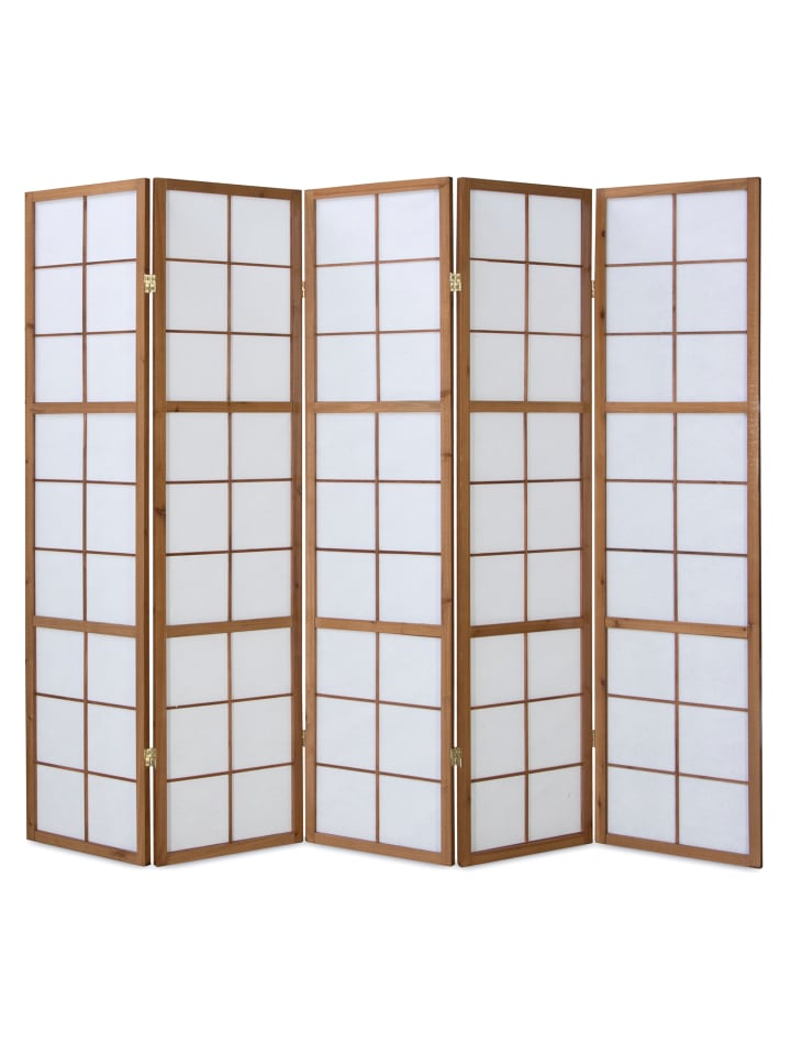 Homestyle4u 5-tlg. Paravent Shoji in Braun 220x175 cm günstig kaufen onesize