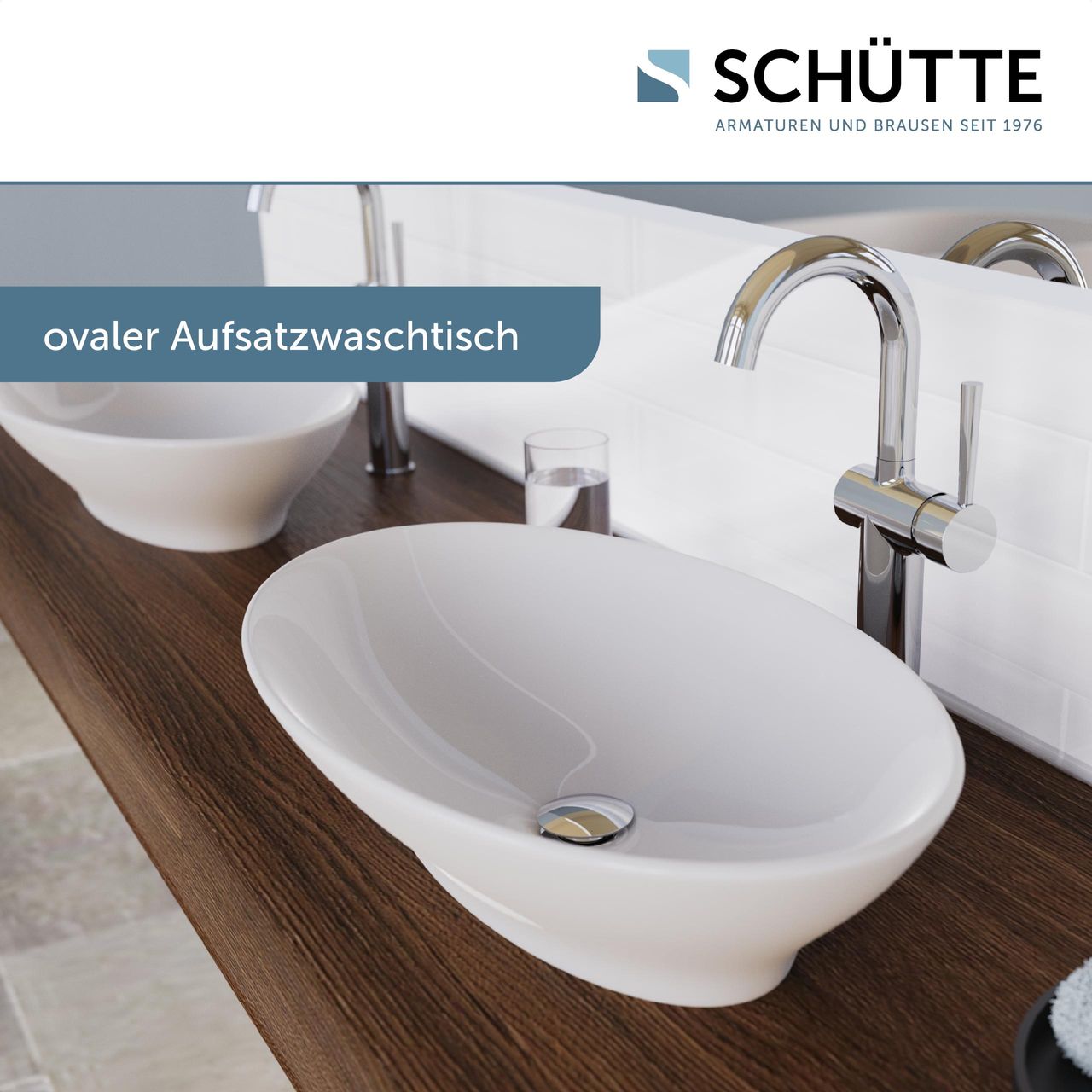 Schütte Aufsatzwaschbecken TASSONI BOWL, freistehendes Waschbecken 59 x 40 cm