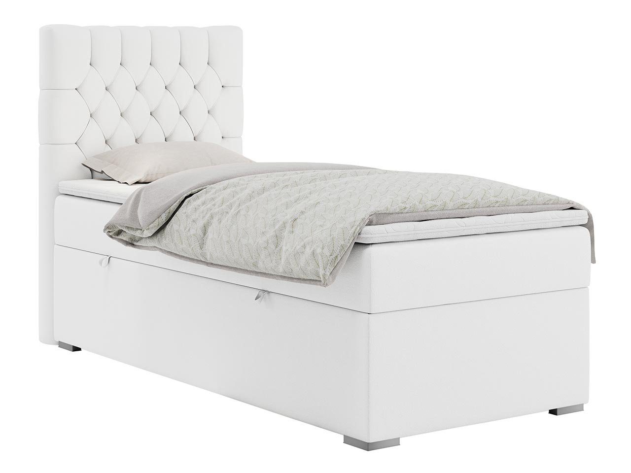 MKS MÖBEL Boxspringbett PERA, Polsterbett mit Kopfstütze, gepolsterte Kopfstütze, Einzelbett, 90x200