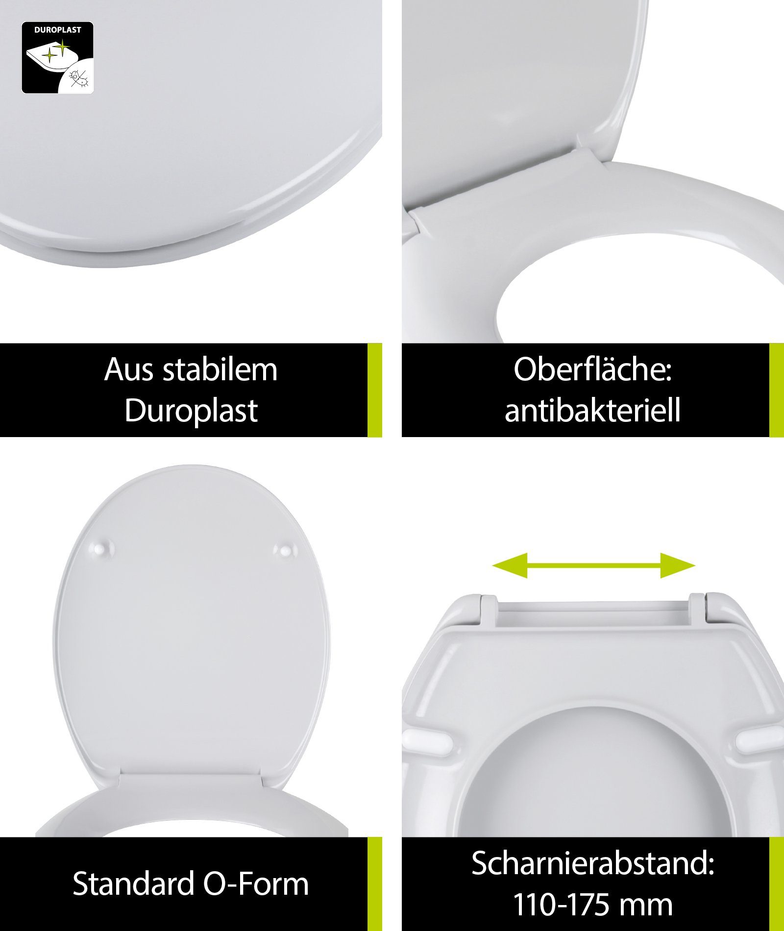 aquaSu WC-Sitz Siena, Manhatten-Grau, Duroplast, Kunststoff-Befestigung, 400497