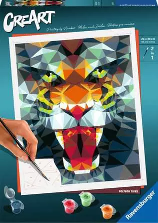CreArt Polygon Tiger - Malen nach Zahlen für Erwachsene