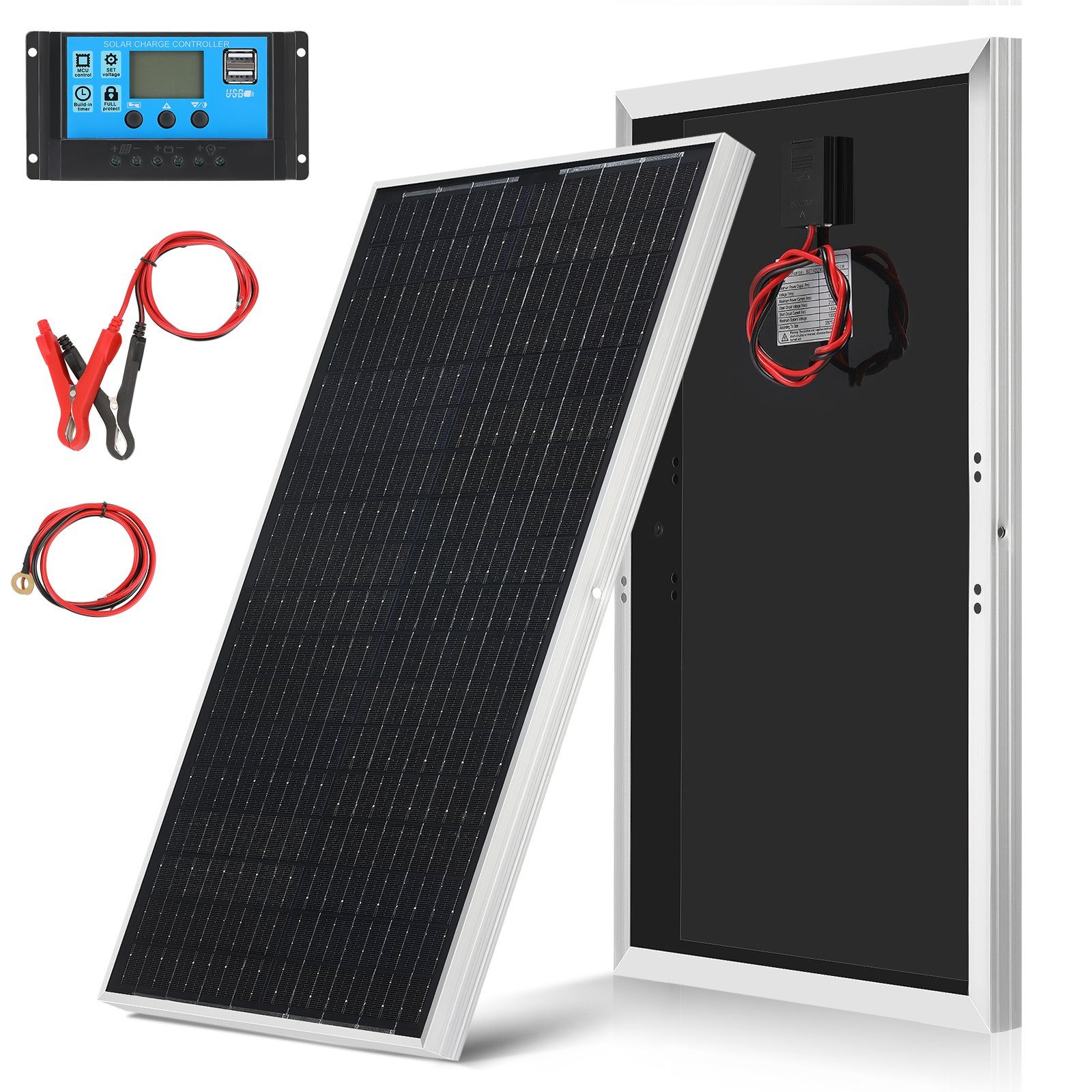oyajia Solaranlage 60 Watt 18V Solar Set 10A Laderegler Montagewinkel Solaranlage Kit, inkl. 2x 30W Solaranlage Balkonkraftwerk Aluminiumrahmen Photovoltaik