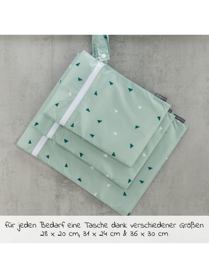 Zamboo Nasstasche / Windeltasche 3er Pack - Triangel - Mintgrün in gruen günstig kaufen onesize