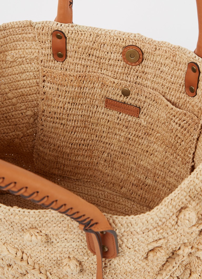 Gerard Darel Raffia -olkalaukku nahkayksityiskohdilla