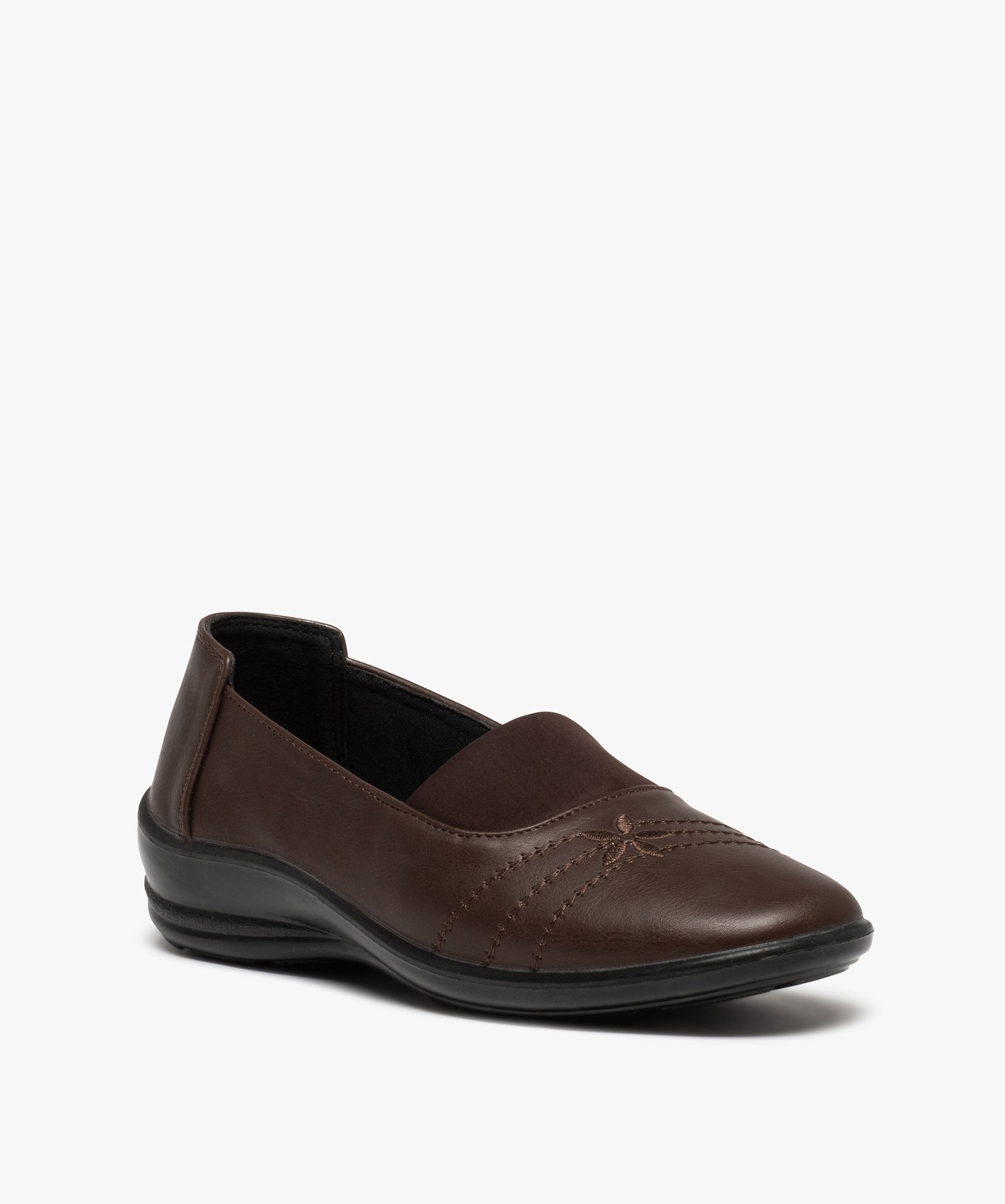 Mocassins femme confort extralégers à tige unie marron | GEMO