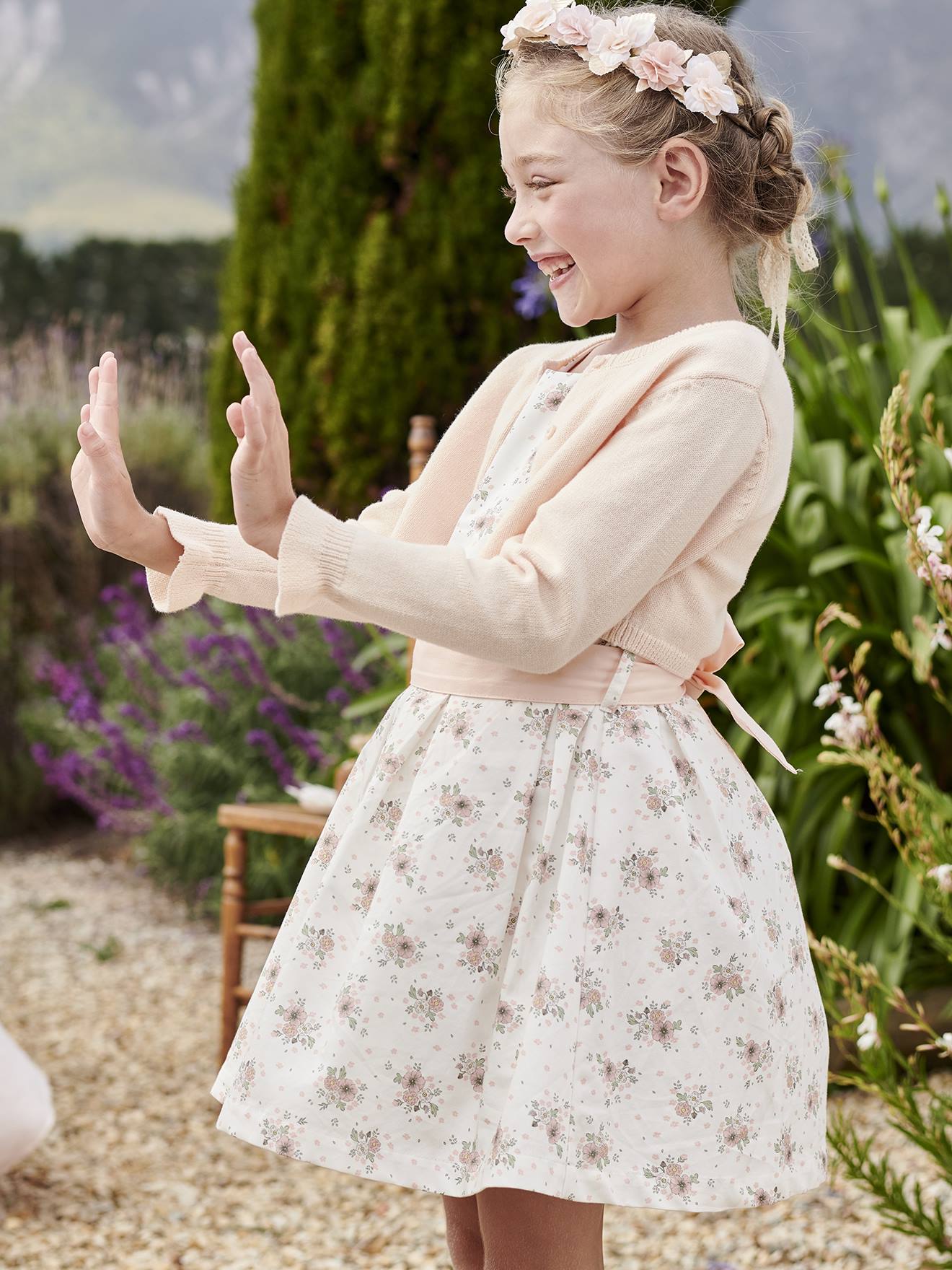 Vertbaudet Mädchen Festkleid - wollweiß