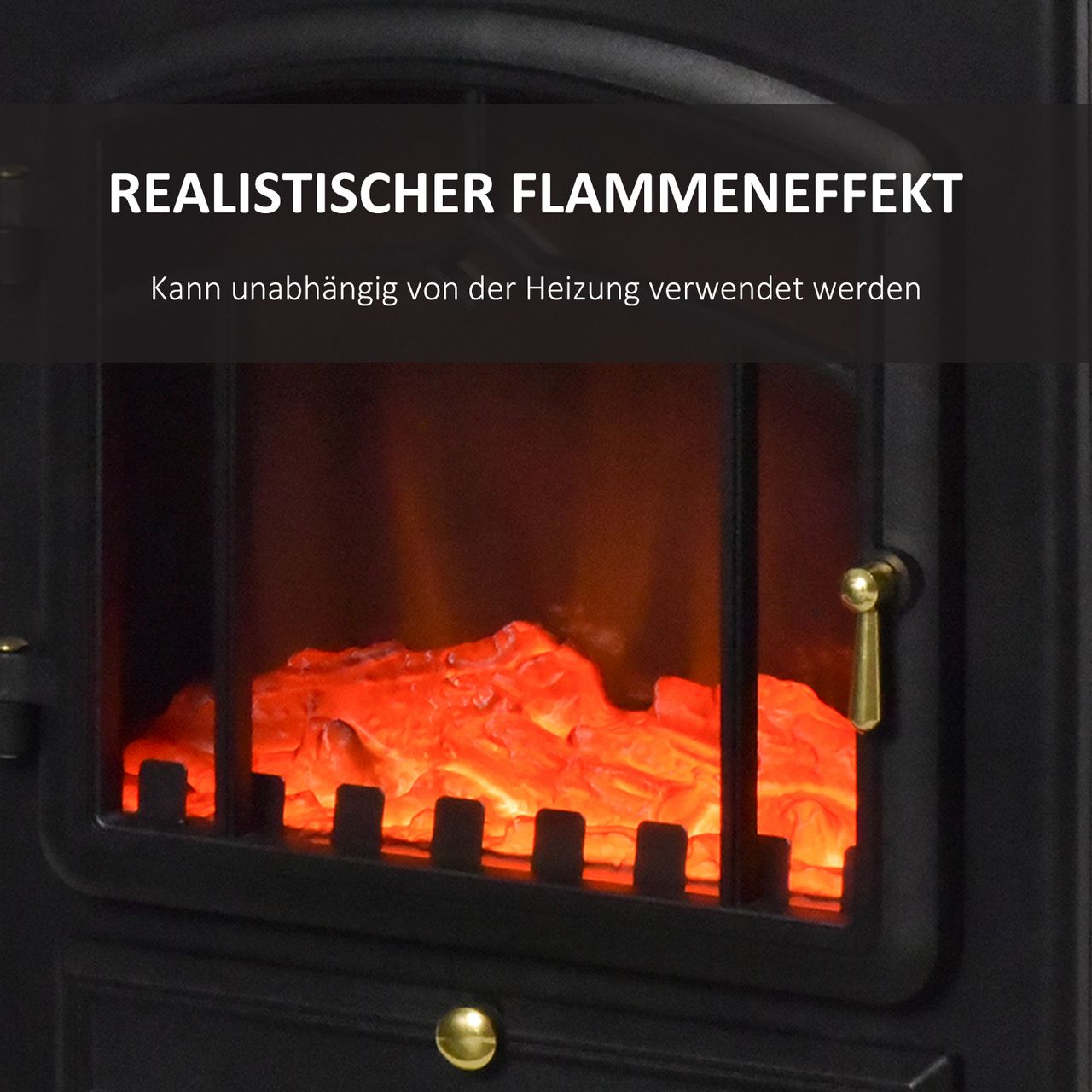HOMCOM Elektrokamin Kaminofen Überhitzungs-Schutz Schwarz 45x28x54 cm