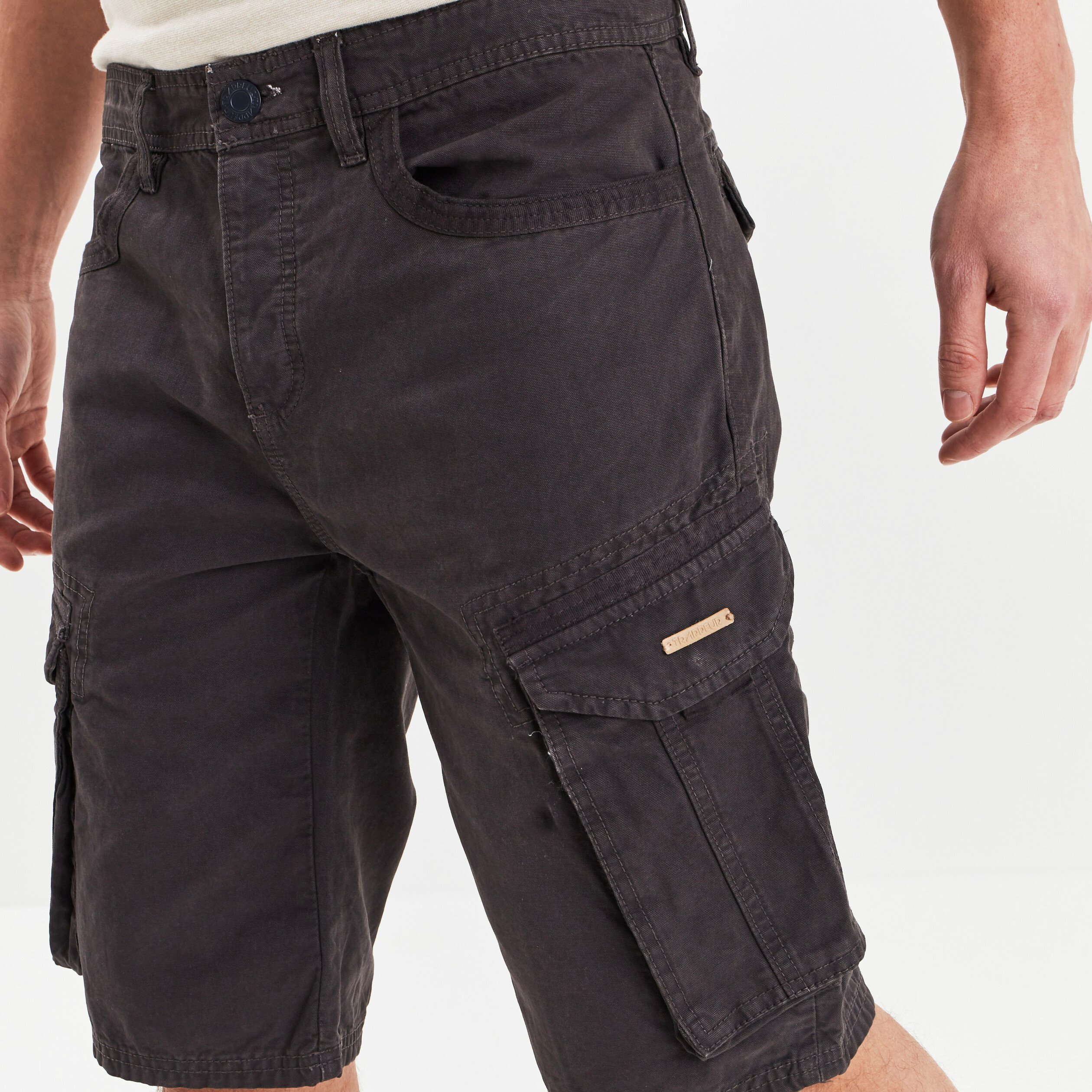 Bermuda cargo droit Trappeur gris foncé homme | La Halle